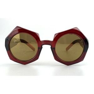 DIM MAK Sunglasses mod. LGHT/YRS Red Octagon Gold Mirrored Oversized Shades